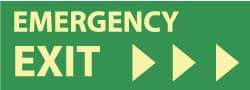 NMC - Emergency Exit, Pressure Sensitive Vinyl Exit Sign - 14" Wide x 5" High, Glow-in-the-Dark - Apex Tool & Supply