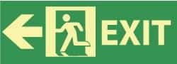NMC - Exit, Pressure Sensitive Vinyl Exit Sign - 14" Wide x 5" High, Glow-in-the-Dark - Apex Tool & Supply
