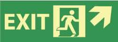 NMC - Exit, Pressure Sensitive Vinyl Exit Sign - 14" Wide x 5" High, Glow-in-the-Dark - Apex Tool & Supply