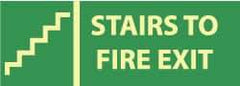 NMC - Stairs to Fire Exit, Plastic Fire Sign - 14" Wide x 5" High, Glow-in-the-Dark - Apex Tool & Supply