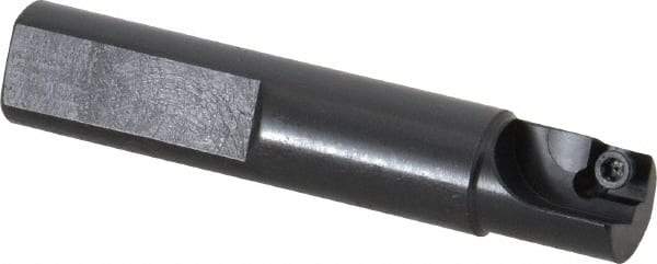 Cutting Tool Technologies - 1/2" Cut Diam, 0.23" Max Depth of Cut, 1/2" Shank Diam, 2.62" OAL, Indexable Square Shoulder Centercutting End Mill - SDEB 21.51 Inserts, Flatted Shank, 90° Lead Angle - Apex Tool & Supply