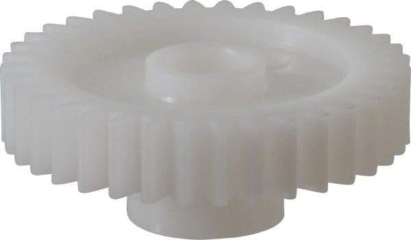 Made in USA - 20 Pitch, 1.8" Pitch Diam, 1.9" OD, 36 Tooth Spur Gear - 3/8" Face Width, 3/8" Bore Diam, 47/64" Hub Diam, 20° Pressure Angle, Acetal - Apex Tool & Supply