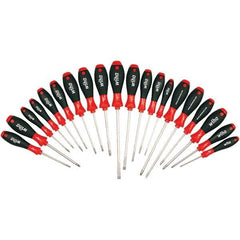 Wiha - 20 Piece Slotted, Phillips, Torx, Square & Pozidriv Screwdriver Set - Bit Sizes: Philips #0, #1 & #2, Posidriv Point #1 & #2, Torx T-6, T-8, T-10, T-15, T-20, T-25 & T-30, Comes in Box - Apex Tool & Supply