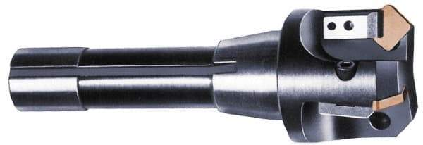 APT - 45° Lead Angle, 1" Max Cut Diam, 1" Min Cut Diam, 5/16" Max Depth of Cut, Indexable Chamfer and Angle End Mill - 1 Insert, SPG, SPU Insert Style, 3" OAL, Straight Shank - Apex Tool & Supply