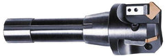 APT - 15° Lead Angle, 2-1/2" Max Cut Diam, 2-1/2" Min Cut Diam, 0.4063" Max Depth of Cut, Indexable Chamfer and Angle End Mill - 5 Inserts, SPG, SPU Insert Style, 5" OAL, Taper Shank - Apex Tool & Supply