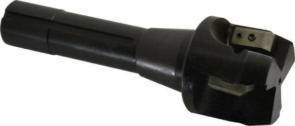 APT - 15° Lead Angle, 2" Max Cut Diam, 2" Min Cut Diam, 0.4063" Max Depth of Cut, Indexable Chamfer and Angle End Mill - 3 Inserts, SPG, SPU Insert Style, 5" OAL, Taper Shank - Apex Tool & Supply