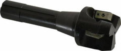 APT - 15° Lead Angle, 2" Max Cut Diam, 2" Min Cut Diam, 0.4063" Max Depth of Cut, Indexable Chamfer and Angle End Mill - 3 Inserts, SPG, SPU Insert Style, 5" OAL, Taper Shank - Apex Tool & Supply