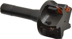 APT - 15° Lead Angle, 3" Max Cut Diam, 3" Min Cut Diam, 0.4063" Max Depth of Cut, Indexable Chamfer and Angle End Mill - 5 Inserts, SPG, SPU Insert Style, 5" OAL, Taper Shank - Apex Tool & Supply