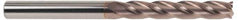 SGS - 1", 3" LOC, 1" Shank Diam, 6" OAL, 4 Flute, Solid Carbide Square End Mill - Single End, TiCN Finish, Spiral Flute, 30° Helix, Centercutting, Right Hand Cut, Right Hand Flute, Series 1EL - Apex Tool & Supply