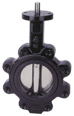 Apollo - 6" Pipe, Lug Butterfly Valve - Bare Stem Handle, Cast Iron Body, Buna-N Seat, 200 WOG, PTFE Disc, Stainless Steel Stem - Apex Tool & Supply
