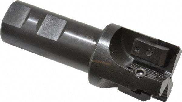 APT - 1-1/2" Cut Diam, 0.65" Max Depth of Cut, 1" Shank Diam, 3-7/8" OAL, Indexable Square Shoulder End Mill - TPC 32..., TPG 32., TPU 32. Inserts, Weldon Shank, 90° Lead Angle, Series Tri-Dex - Apex Tool & Supply