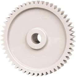 Made in USA - 20 Pitch, 2-1/2" Pitch Diam, 2.6" OD, 50 Tooth Spur Gear - 3/8" Face Width, 3/8" Bore Diam, 3/4" Hub Diam, 20° Pressure Angle, Acetal - Apex Tool & Supply