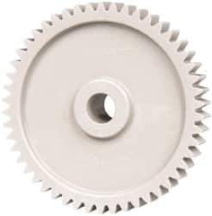 Made in USA - 20 Pitch, 2-1/2" Pitch Diam, 2.6" OD, 50 Tooth Spur Gear - 3/8" Face Width, 3/8" Bore Diam, 3/4" Hub Diam, 20° Pressure Angle, Acetal - Apex Tool & Supply