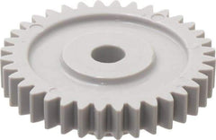 Made in USA - 24 Pitch, 1-1/2" Pitch Diam, 1.583" OD, 36 Tooth Spur Gear - 1/4" Face Width, 1/4" Bore Diam, 5/8" Hub Diam, 20° Pressure Angle, Acetal - Apex Tool & Supply