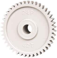 Made in USA - 48 Pitch, 1-3/4" Pitch Diam, 1.833" OD, 42 Tooth Spur Gear - 1/4" Face Width, 5/16" Bore Diam, 43/64" Hub Diam, 20° Pressure Angle, Acetal - Apex Tool & Supply