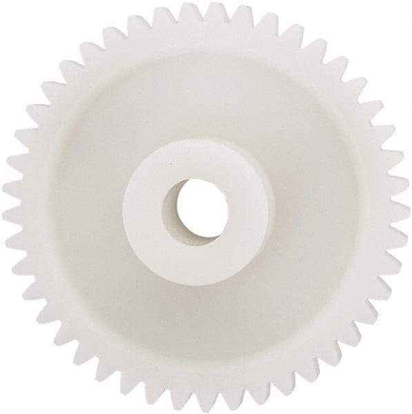 Made in USA - 24 Pitch, 1-7/8" Pitch Diam, 1.958" OD, 45 Tooth Spur Gear - 1/4" Face Width, 5/16" Bore Diam, 43/64" Hub Diam, 20° Pressure Angle, Acetal - Apex Tool & Supply