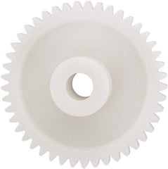 Made in USA - 24 Pitch, 1-7/8" Pitch Diam, 1.958" OD, 45 Tooth Spur Gear - 1/4" Face Width, 5/16" Bore Diam, 43/64" Hub Diam, 20° Pressure Angle, Acetal - Apex Tool & Supply