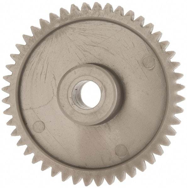 Made in USA - 48 Pitch, 2" Pitch Diam, 2.083" OD, 48 Tooth Spur Gear - 1/4" Face Width, 5/16" Bore Diam, 43/64" Hub Diam, 20° Pressure Angle, Acetal - Apex Tool & Supply
