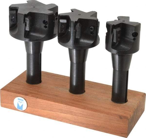 APT - 2 to 3" Cutting Diam, R8 Shank, Indexable Tridex End Mill Set - EM Carbide Toolholder, Series Tri-Dex - Apex Tool & Supply