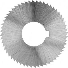 Made in USA - 2-3/4" Diam x 0.008" Blade Thickness x 1" Arbor Hole Diam, 72 Tooth Slitting and Slotting Saw - Arbor Connection, Right Hand, Uncoated, High Speed Steel, Concave Ground, Contains Keyway - Apex Tool & Supply