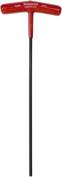 Bondhus - 4mm Hex, T-Handle Cushion Grip, Hex Key - 229mm OAL, Metric System of Measurement - Apex Tool & Supply