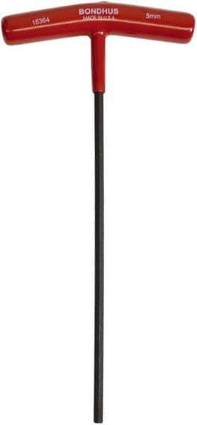 Bondhus - 5mm Hex, T-Handle Cushion Grip, Hex Key - 229mm OAL, Metric System of Measurement - Apex Tool & Supply