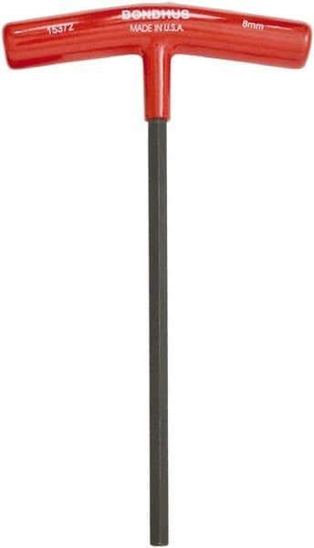 Bondhus - 8mm Hex, T-Handle Cushion Grip, Hex Key - 229mm OAL, Metric System of Measurement - Apex Tool & Supply