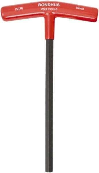 Bondhus - 10mm Hex, T-Handle Cushion Grip, Hex Key - 9" OAL, Protanium High Torque Steel, Metric System of Measurement - Apex Tool & Supply