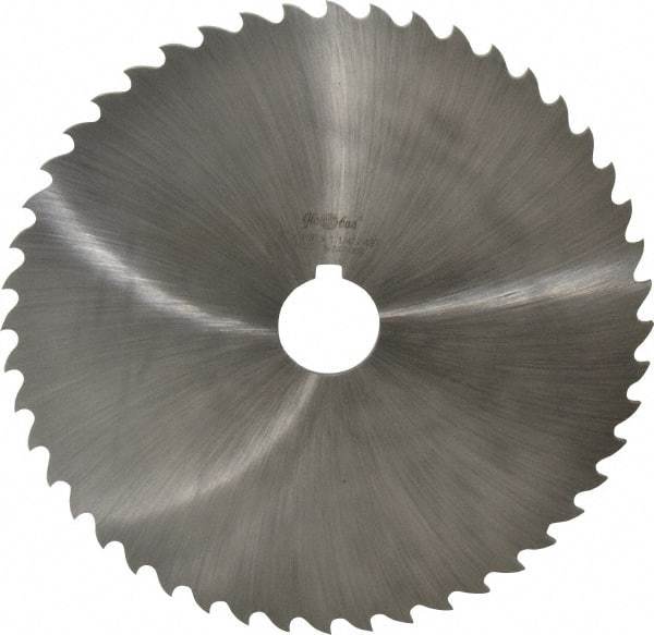 Value Collection - 8" Diam x 1/8" Blade Thickness x 1-1/4" Arbor Hole Diam, 48 Tooth Slitting and Slotting Saw - Arbor Connection, Right Hand, Uncoated, High Speed Steel, Concave Ground, Contains Keyway - Apex Tool & Supply