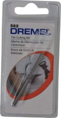Dremel - 1/8" Diam, High Speed Steel Diamond Pattern Router Bit - Right Hand Cut, 61mm Overall Length, 1/8" Shank Diam, Use on Cement Board, Ceramic Wall Tile, Plaster - Apex Tool & Supply