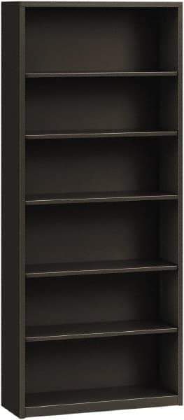 Hon - 6 Shelf, 81-1/8" High x 34-1/2" Wide Bookcase - 12-5/8" Deep, Steel, Charcoal - Apex Tool & Supply