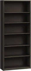Hon - 6 Shelf, 81-1/8" High x 34-1/2" Wide Bookcase - 12-5/8" Deep, Steel, Charcoal - Apex Tool & Supply
