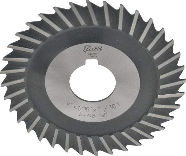 Value Collection - 4" Blade Diam x 1/16" Blade Thickness, 1" Hole, 36 Teeth, High Speed Steel Side Chip Saw - Straight Tooth, Arbor Connection, Uncoated - Apex Tool & Supply