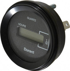 Durant - Supertwist LCD Display Hour Meter - 58.4mm High, 12VDC-60VAC Voltage, Solid State Hourmeter Round - Apex Tool & Supply