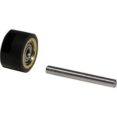 Dynabrade - 5/8" Diam x 3/8" Wide Contact Wheel Assembly - 3/8" Arbor Hole, Crowned, 70 Duro Rubber Face - Apex Tool & Supply