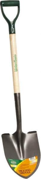 UnionTools - 11-1/2" High x 8-5/8" Wide Round Steel Shovel - 28" Long Wood D-Grip Handle, Front Turned - Apex Tool & Supply