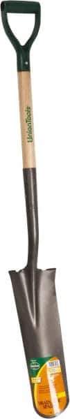 UnionTools - 16" High x 6" Wide Tapered Steel Spade - 27" Long Wood D-Grip Handle, Front Turned - Apex Tool & Supply