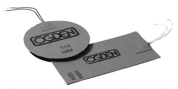 Value Collection - 3" Long x 1" Wide, Rectangular, Silicon Rubber, Standard Heat Blanket - 120 Volt, Adhesive Back, Use with Metal Containers - Apex Tool & Supply