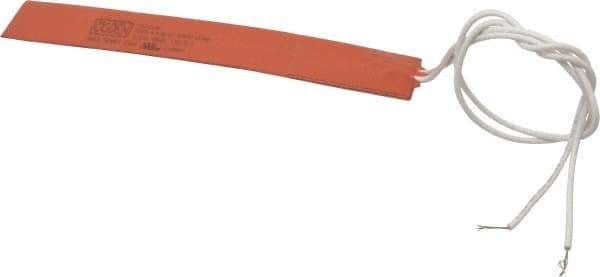 Value Collection - 6" Long x 1" Wide, Rectangular, Silicon Rubber, Standard Heat Blanket - 120 Volt, Adhesive Back, Use with Metal Containers - Apex Tool & Supply