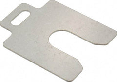 Made in USA - 10 Piece, 2 Inch Long x 2 Inch Wide x 0.05 Inch Thick, Slotted Shim Stock - Stainless Steel, 5/8 Inch Wide Slot - Apex Tool & Supply