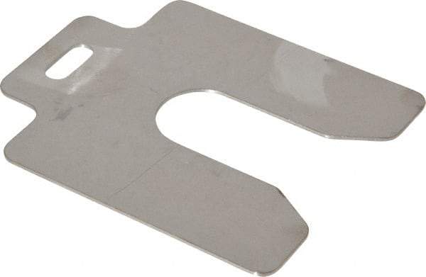 Made in USA - 10 Piece, 3 Inch Long x 3 Inch Wide x 0.05 Inch Thick, Slotted Shim Stock - Stainless Steel, 7/8 Inch Wide Slot - Apex Tool & Supply