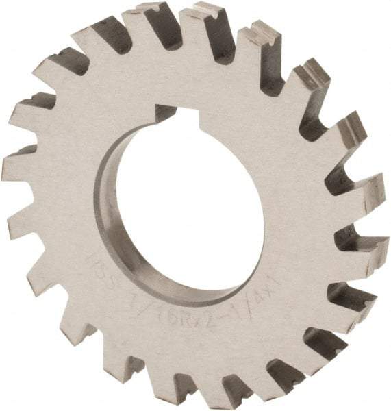 Value Collection - 1/2" Radius, 1" Circle Diam, 4-1/4" Cutter Diam, 1" Cutting Width, Arbor Connection, Concave Radius Cutter - High Speed Steel, Oxide Finish, Form Relieved, 10 Teeth - Apex Tool & Supply