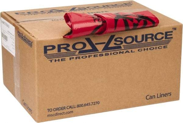 PRO-SOURCE - 10 Gal Capacity, Red, Low-Density Polyethylene, Hazardous Waste Bag - 1.2 mil Thick x 24" Wide x 24" High, Flat Pack - Apex Tool & Supply