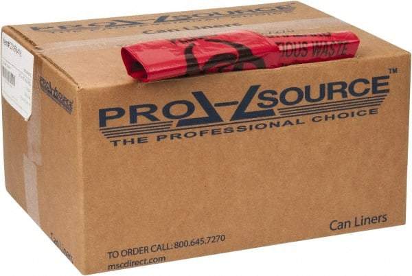 PRO-SOURCE - 35 Gal Capacity, Red, LLD, Hazardous Waste Bag - 1.2 mil Thick x 31" Wide x 43" High, Flat Pack - Apex Tool & Supply