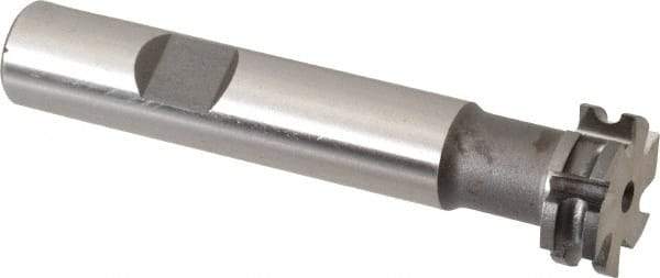 Made in USA - 1/16" Radius, 1/8" Circle Diam, 3/4" Diam x 0.26" Wide Cut, High Speed Steel Concave Radius Cutter - 3" OAL, 1/2" Shank Diam, Shank Connection, Uncoated, Form Relieved, 6 Teeth, Weldon Flat - Apex Tool & Supply