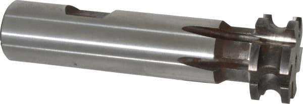 Made in USA - 1/8" Radius, 1/4" Circle Diam, 1" Cutter Diam, 0.447" Cutting Width, Shank Connection, Concave Radius Cutter - 3/4" Shank Diam, 3-1/2" OAL, High Speed Steel, Uncoated, Form Relieved, 6 Teeth, Weldon Flat - Apex Tool & Supply