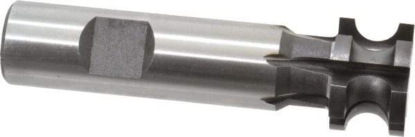 Made in USA - 3/16" Radius, 3/8" Circle Diam, 1" Cutter Diam, 0.635" Cutting Width, Shank Connection, Concave Radius Cutter - 3/4" Shank Diam, 3-1/2" OAL, High Speed Steel, Uncoated, Form Relieved, 6 Teeth, Weldon Flat - Apex Tool & Supply