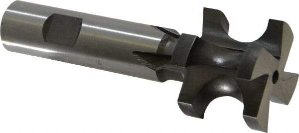 Made in USA - 3/8" Radius, 3/4" Circle Diam, 1-1/2" Diam x 1.197" Wide Cut, High Speed Steel Concave Radius Cutter - 4" OAL, 3/4" Shank Diam, Shank Connection, Uncoated, Form Relieved, 4 Teeth, Weldon Flat - Apex Tool & Supply