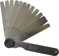 Starrett - 13 Piece, 0.03 to 0.5mm Tapered Feeler Gage Set - 77mm Long x 7 to 12.7mm Wide (Tapered), Tempered Steel - Apex Tool & Supply