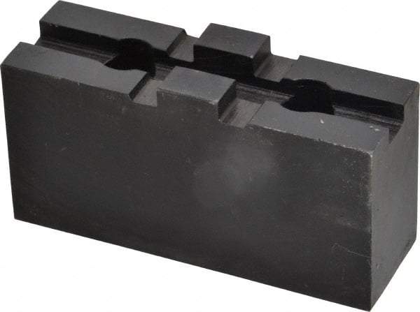 Bison - 6 to 6-1/4" Chuck Capacity, Tongue & Groove Attachment, Square Soft Lathe Chuck Jaw - 1 Jaw, Steel, 1-1/2" Btw Mount Hole Ctrs, 3-1/16" Long x 1" Wide x 1.634" High, 5/16" Groove - Apex Tool & Supply